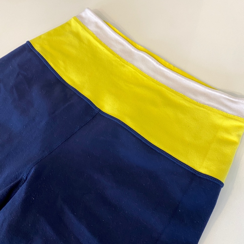 Lululemon Navy Blue and Yellow Capris